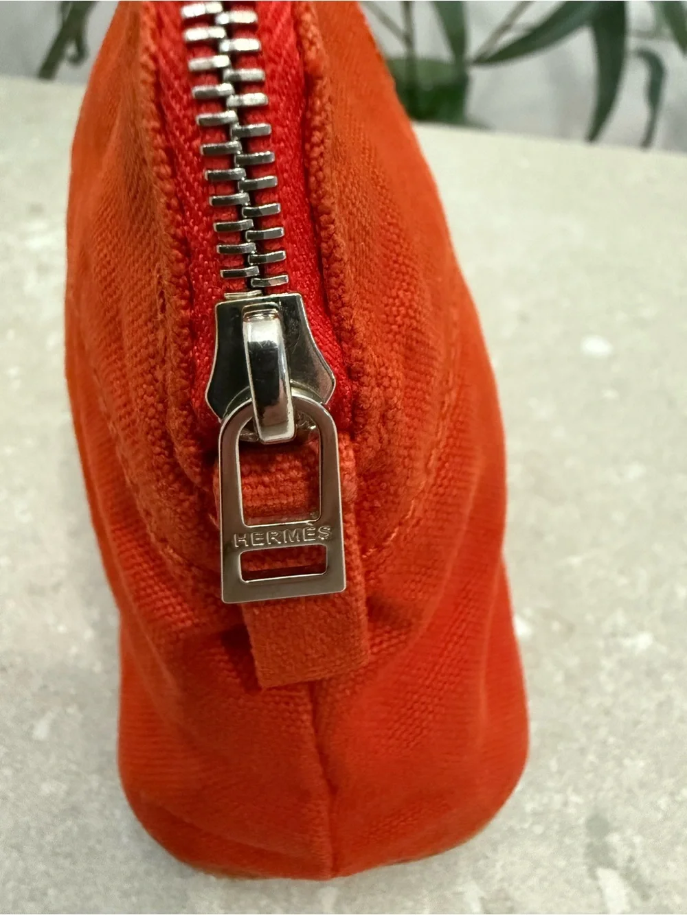 Hermes Bolide Pouch TPM Orange Canvas Travel Cosmetic Bag